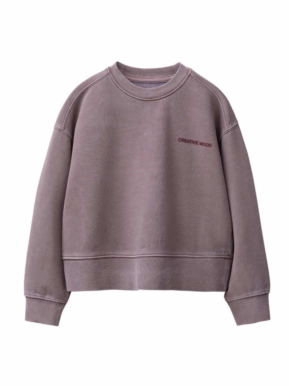 ZARA Plum Washed Effect Text Embossed Cropped Sweatshirt 9-10 Years Girls